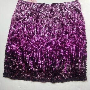 MANER Sequined Ombre Mini Skirt Size Large Purple Elastic Waist NWT READ